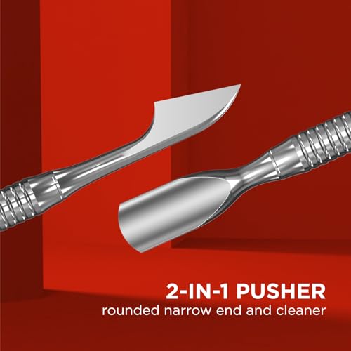 Staleks Classic Manicure Pusher Rounded Type 2 – Pusher and Safe Hatchet-shaped cleaner– Stainless Steel Nail Tool for Home Use Classic Silver
