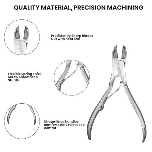 Nail Pliers for Ingrown & Thick Toenails – Professional Heavy Duty Stainless Steel Nail Cutter for Pedicure & Foot Care (Small) Small