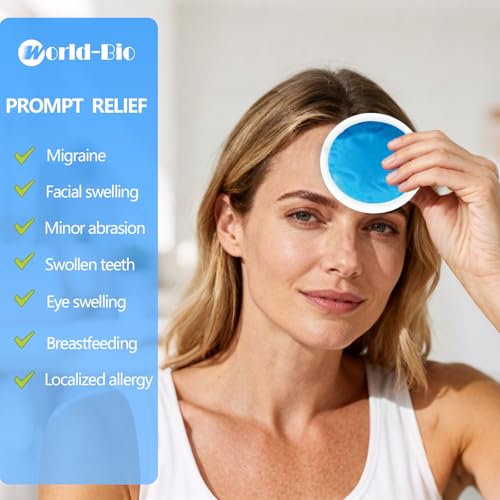 Soft Ice Pack/Small Ice Packs for Injuries Reusable, Small Round Gel Hot & Cold Compress (12 Pack) for Pain Relief, Toothache, Surgery Recovery - Soothing Gel with Sleeve - Blue 12 Count (Pack of 1) 12.0