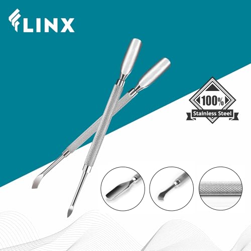 FLINX Metal Cuticle Pusher Tool 4 Pcs Nail Manicure Tools Nail Tᴏols for Manicure & Pedicure, Metal Cuticle Pushers and Scraper, Nails Cuticles Pusher Cuticle Tools for Nails Pusher Set 1