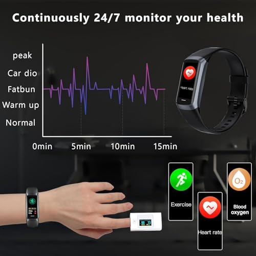 Fitness Tracker with Heart Rate/Blood Oxygen/Sleep Monitor, 20+ Sports Modes Smart Watches for Women/Men, Activity & Step Tracker Smart Watch for Android/iOS Phones Black