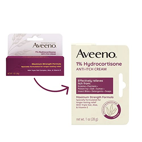 Aveeno Maximum Strength 1% Hydrocortisone Anti-Itch Cream, 1 oz 1 Ounce (Pack of 1)