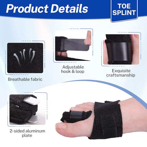 Toe Splint for Broken Toes Support, Toes Brace for Fracture Fixation,Sports Sprains,Injuries, Fracture Toes Protector for Second Toe to Pinky