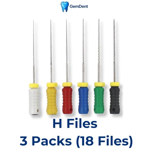 Dental Endo H Files 3 Packs of 6-18 Total Stainless Steel K-Files Assorted #15-40 (21MM #15-40 Assorted) 21MM #15-40 Assorted