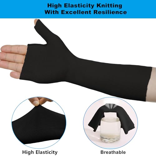 VISKONDA Hand Socks for Splint (Pack of 6) Wrist and Thumb Spica Wrap Liner for Women Men,Arm Cast Cover Stockinette Sleeve for Under Brace Skin friendly protective cover(Black,Small) Small Black