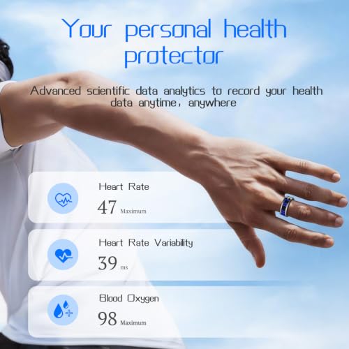 Smart Ring Fitness & Health Tracker with Display Screen for Men Women Rose Gold 9#