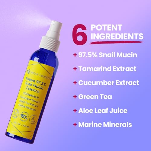SeoulCeuticals Korean Face Mist 97.5% Snail Mucin Essence 4oz 4 Fl Oz (Pack of 1)