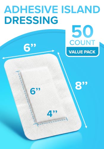 Island Dressing 6x8, 50pcs, Wound Care & Dressings, Large Bandage FSA&HSA Pack of 50 - 6" x 8"
