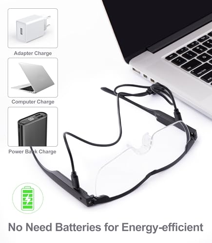 OKH 200% Bright LED Readers glasses lighted led magnifying eyewear strong magnifying glasses with light for close work reading