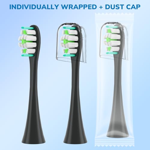 Replacement Toothbrush Heads for Philips Sonicare - 16 Pack Soft Gentle Bristles Compatible with Most Sonicare Click-On Electric Toothbrushes (Black) 16p Black
