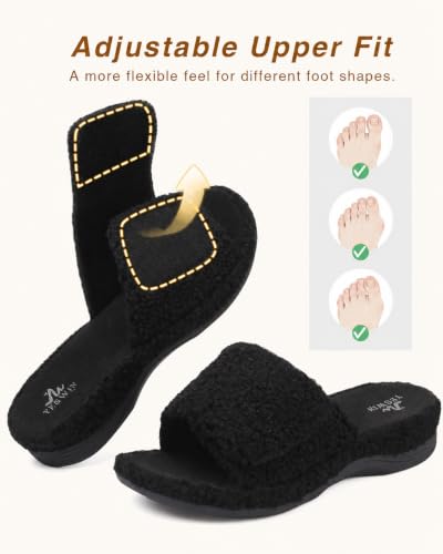 Orthopedic Slippers for Women Adjustable Arch Support House Slippers 8 Black