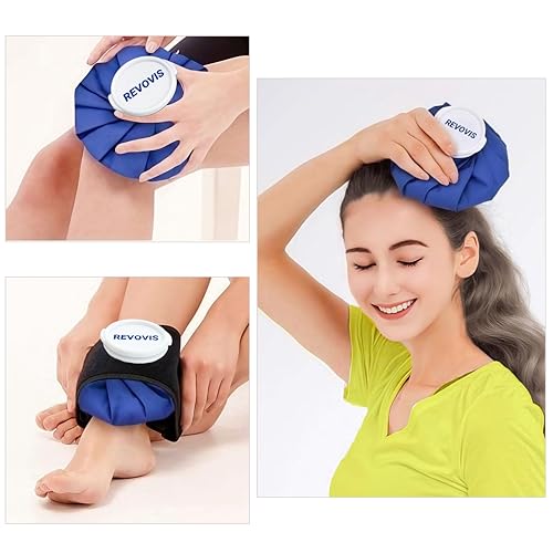 Ice Cold Pack Reusable Ice Bags Hot Water Bag for Injuries, Hot & Cold Therapy and Pain Relief with Elastic Breathable Support Wrap, 4-Pack, 3 Sizes (6"/9"/11") For Hot Therapy is 60℃ (4 IN 1) Multi-Size
