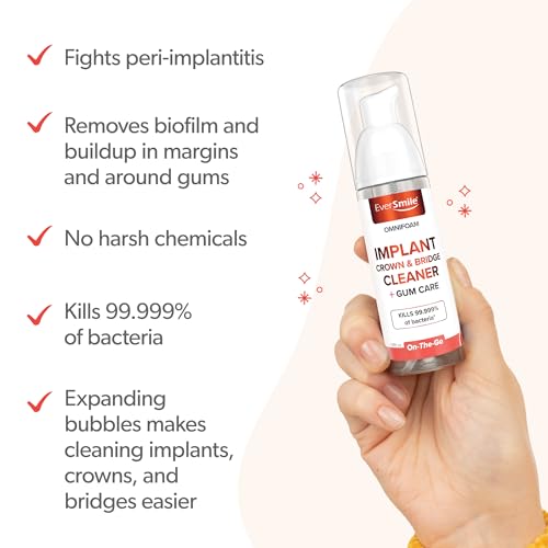 Eversmile OmniFoam Dental Cleaner – Cleaning Foam for Implants, Crowns, and Bridges – Pack of 2, 50ml Bottle 1.69 Fl Oz ( Pack of 2)