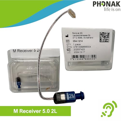 Phonak Receiver 5.0 M Size 2 Left Hearing Aid Wire , Compatible Replacement Part ,3 Pin Hearing Aid Receiver, Balanced Natural Audio , Lightweight Stable Fit , Premium Sound Performancel, Paradise & Lumity Life Hearing Aids (054-1214) M 2L
