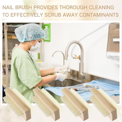 Patelai 12 Pack Wooden Nail Brush Two Sided, Fingernail Scrub Brushes