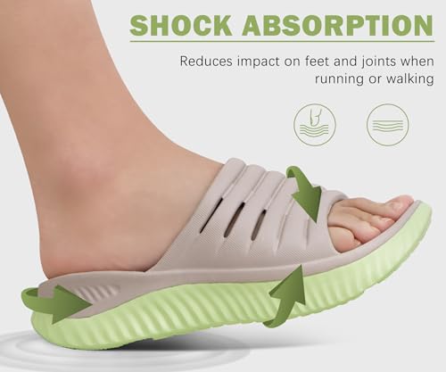 KuaiLu Recovery Sandals Women With Comfortable Arch Support Sport Slides 8 Apricot Green