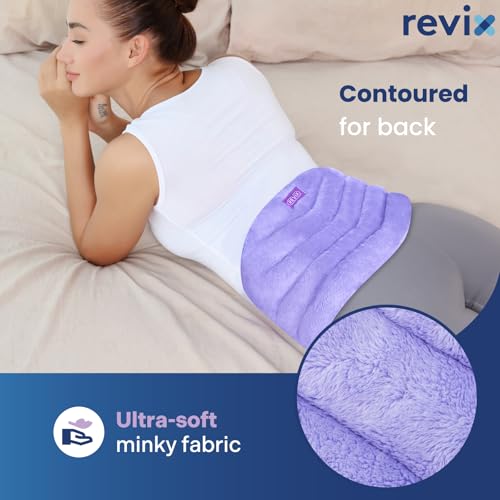 REVIX Microwave Heating Pad for Back with Moist Heat, Extra Large Microwavable Heated Wrap for Lumbar, Waist, Stomach, Shoulder and Neck Hot or Cold Pack, Reusable, Portable Orchid