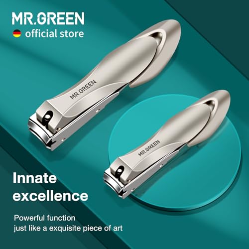 MR.GREEN Nail Clippers Stainless Steel Anti Splash Fingernail Cutter Manicure Tools Bionics Design Pedicure Scissor Nail Trimmer (Nail Clipper (Large)+Nail File) Nail Clipper (Large)+nail File