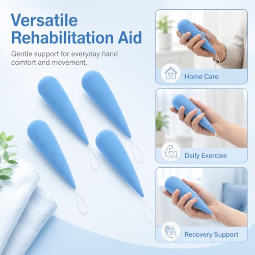 4 Pcs Hand Rehabilitation Anti Spasticity Pad, Carrot-Shaped Finger Contracture Prevention Palm Protector, Polyester Comfort Cushion, 7.9 in for Stroke Recovery, Muscle Tension Comfort