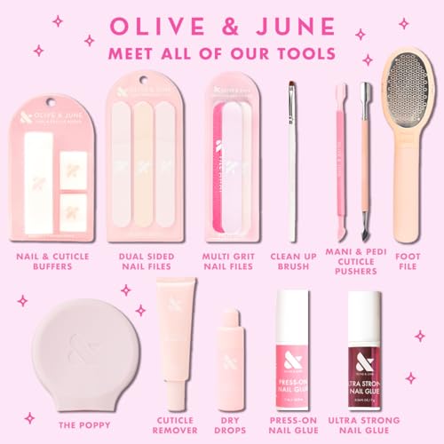 Olive & June Manicure Cuticle Pusher | Dual-Ended Tool for Safe, Easy Cuticle Care | Gentle Plastic Pusher & Cleanup Edge | At-Home Mani Essential with Stable Rubberized Grip