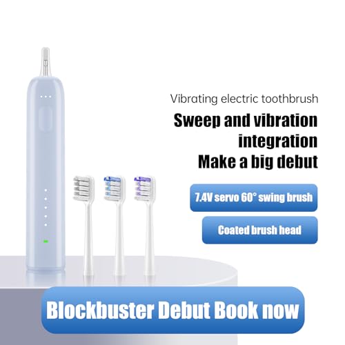 Wave Electric Toothbrush for Adults – Sonic Vibration & Rotation Technology, 3 Brush Heads, IPX7 Waterproof, Travel-Friendly, Deep Cleaning, Durable & Convenient Design