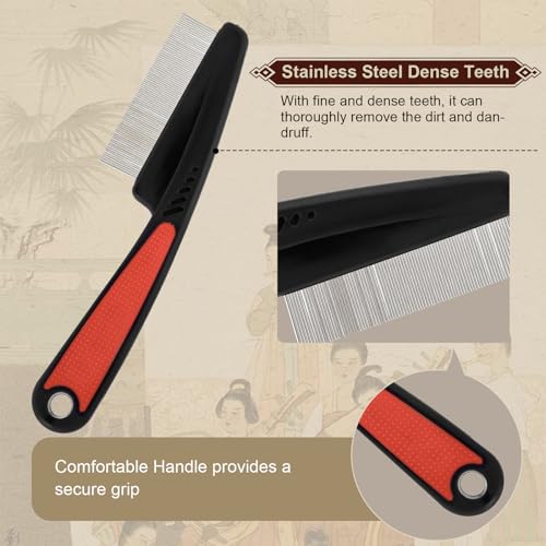 TEAWOO Patented Anti Dandruff Comb & Stainless Steel Fine Tooth Comb Kit Plastic Comb & Stainless Steel Comb