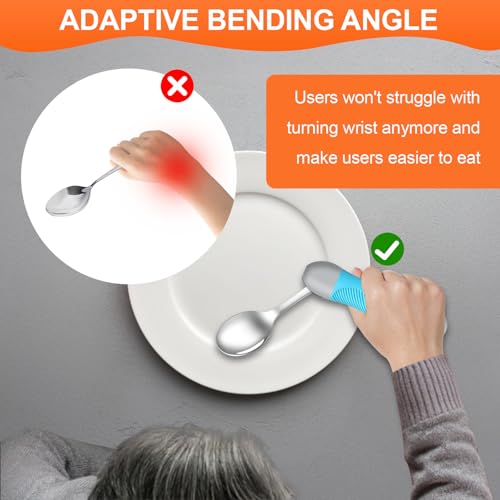 Weighted Utensils for Tremors & Parkinson's, Adaptive Eating Aids (Blue) Blue