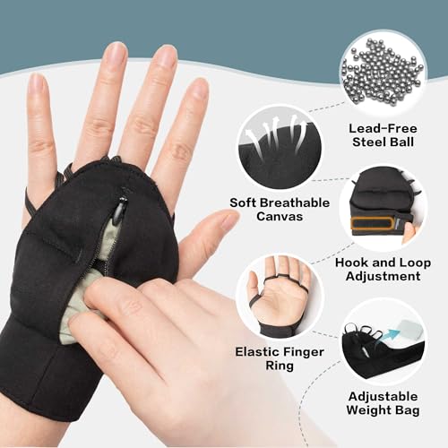 Weighted Gloves for Tremors-Adjustable Hand Gloves Stability Aid for Parkinson's Hand Tremors, Enhanced Grip & Writing Support for Elderly Large Left Hand
