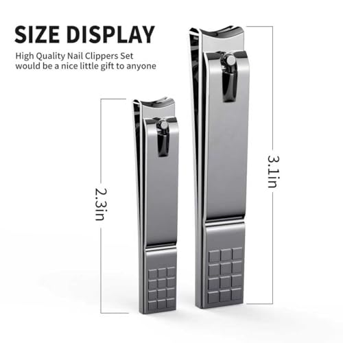 Derlaier Nail Clippers Set, Heavy-Duty Fingernail & Toenail Clippers，Silver Silvery-large/Small