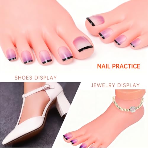 Krofaue 1 Pair Fake Foot Model, Flexible Soft Silicone Nail Practice 1 Pair Practice Fake Foot