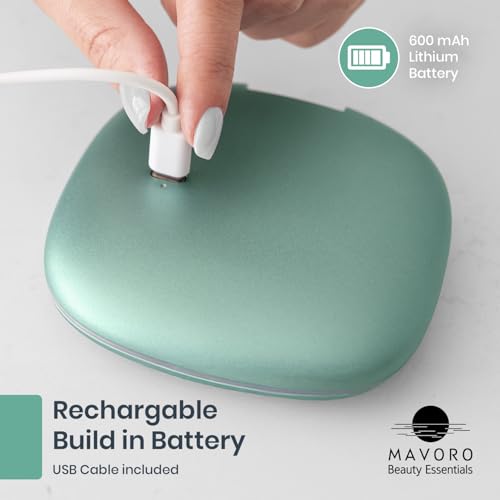 Mavoro LED Compact Makeup Mirror | 1x/10x | USB-C Charging | Serene Mint