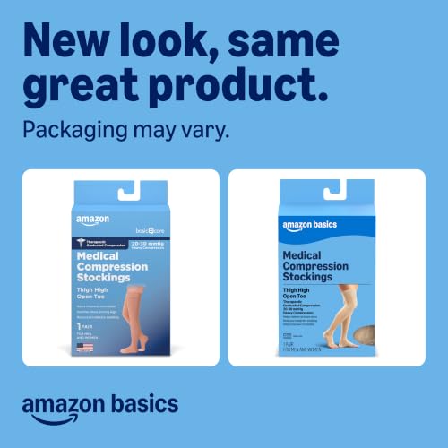 Amazon Basics Medical Compression Stockings, Women & Men Medium