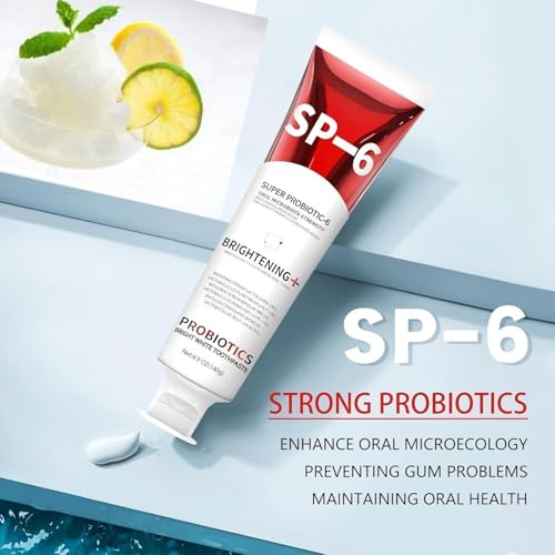 Sp-6 Probiotics Whitening Toothpaste, Sp-6 Ultra Whitening Toothpaste, Enhanced Formula with Enamel-Safe, Fluoride-Free, Fresh Breath Mint Flavor for Oral Health (3) 3