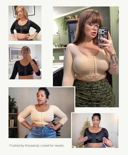 FeelinGirl Arm Compression Sleeve Women Post Surgery Front Closure Bra Small Black