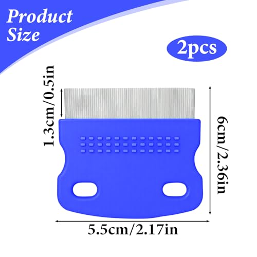 2 Pack Lice Comb, Professional Nit Removal Tool Fine Curved Comb Teeth Design Fine Metal Teeth Tool for Dogs Cats Pet Human Grooming and Removing Dandruff Flakes
