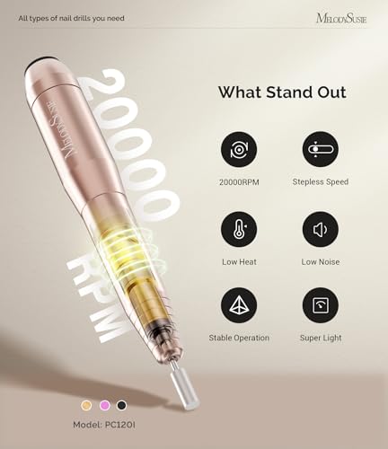 MelodySusie USB Nail Drill PC120I for Gentle Nail Prep A-gold
