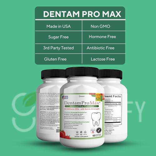 DentamPro Max Fresh Breath Probiotics, Advanced Mouth and Tooth Hygiene Supplement, 60 Capsules (Pack of 1)