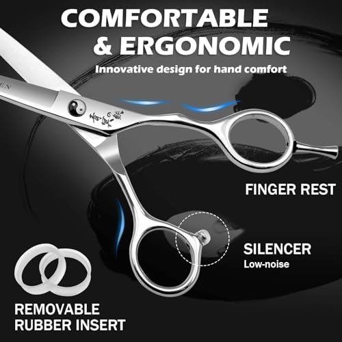 Hair Cutting Scissors Kit Professional, 6” Japanese 440C Shears Sliver-5pcs