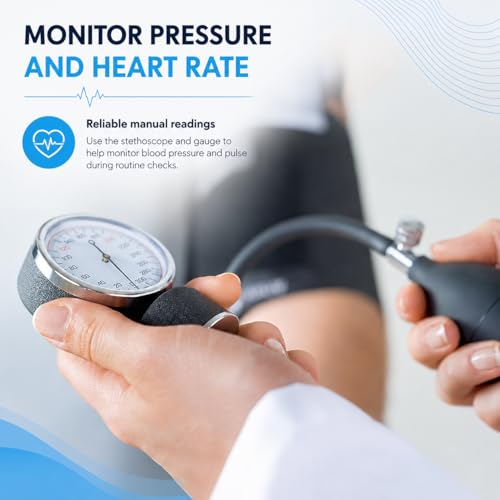 PrimaCare DS-9195 Professional Adult Size Classic Series Blood Pressure Kit with D-Ring Cuff, Nylon BP Kit, Aneroid Sphygmomanometer with Stethoscope 1