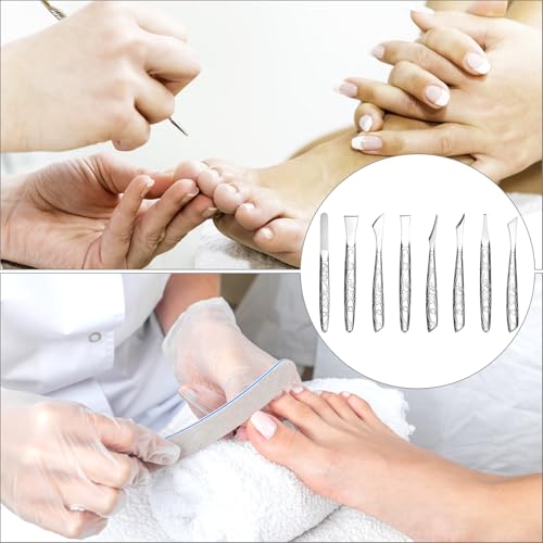 QWORK Ingrown Toenail Tool, 8 Pcs Foot Shaver Pedicure Tool, Stainless Steel Dead Skin Removal Kit, for for Ingrown Foot Fingernail Care