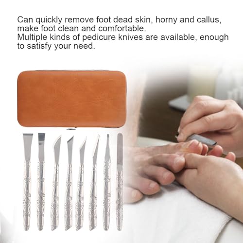 Pedicure Knife Set for Feet, 8Pcs Nail Knife for Ingrown Nails, Stainless Steel Podiatry Tools Professional with PU Leather Box, Callus Scraper Set for Care Feet Grooming