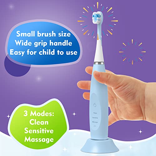 Kids Electric Toothbrushes Toddlers Rechargeable, 2 Pack, 10 Heads, Ages 3+ Blue+pink 1 Count (Pack of 1)