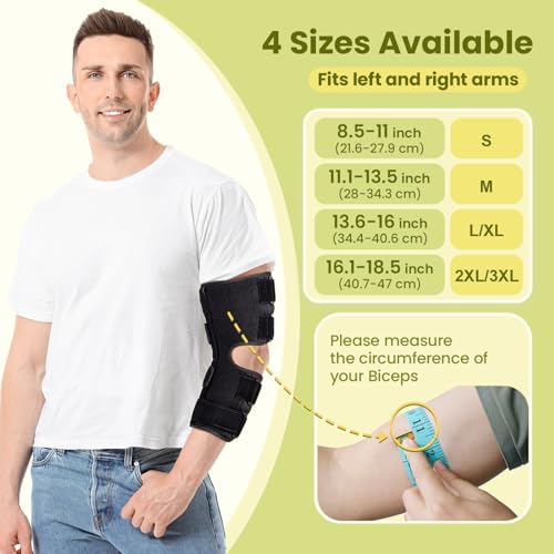 Cubital Tunnel Syndrome Elbow Brace Splint for Ulnar Nerve Entrapment, suitable for all day, with 3 interchangeable angle supports - M Black Medium