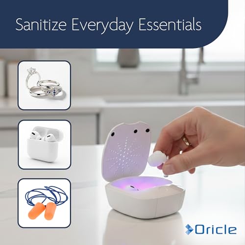 Oricle UV Hearing Aid Dryer & Sanitizer Box with Gentle Heat and UV-C Light | Portable Electronic Dehumidifier | Removes Sweat & Moisture from Hearing Aids, USB Powered