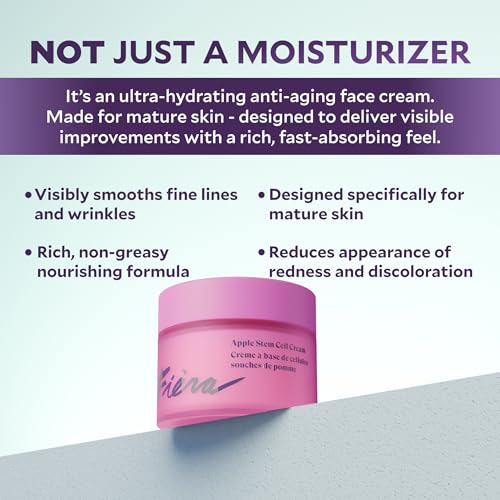 FIÈRA 24-Hour Rejuvenating Face Cream with Apple Stem Cells - Anti-Aging Moisturizer for Mature Skin, Day & Night Hydration, Improves Skin Tone, Texture, and Elasticity - 1.69 FL. OZ. / 50 ML 1-pack
