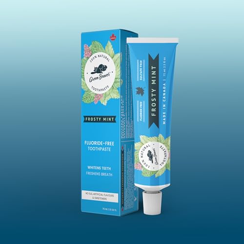 Green Beaver All Natural Organic Toothpaste, Vegan, Fluoride Free & Gluten Free Toothpaste, Frosty Mint Flavor, 75ml, 3 Pack
