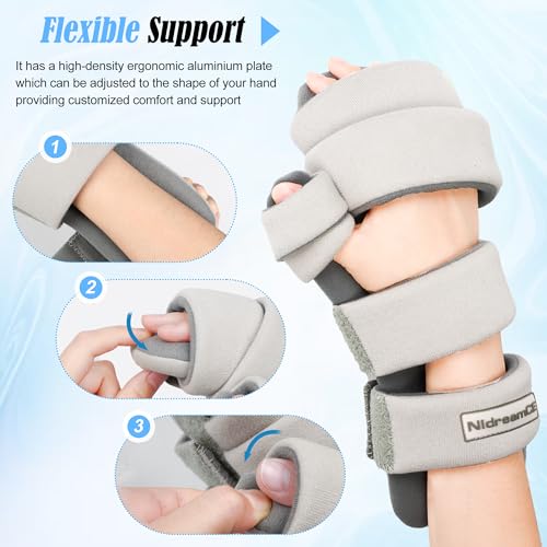 Resting Hand Splints for Straightening Fingers,Carpal Tunnel Wrist Brace Night Immobilizer With Finger Separators for Stroke Rehabilitation,Muscle Atrophy, Dupuytren's Contractures (Right) Right Hand