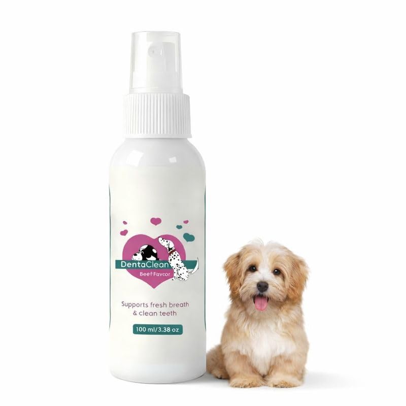 DentaClean Spray for Dogs & Cats, No-Brush Plaque & Tartar Remover, Breath Freshener, Dentaclean for Dogs, Supports Daily Denta Hygiene, Easy Spray Use, 100ml