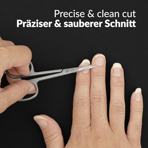 marQus Curved Cuticle Scissors – Precision Stainless Steel for Manicure & Pedicure, Eyebrow & Eyelash Grooming, Extra Sharp with Premium Storage Case Black Cuticle