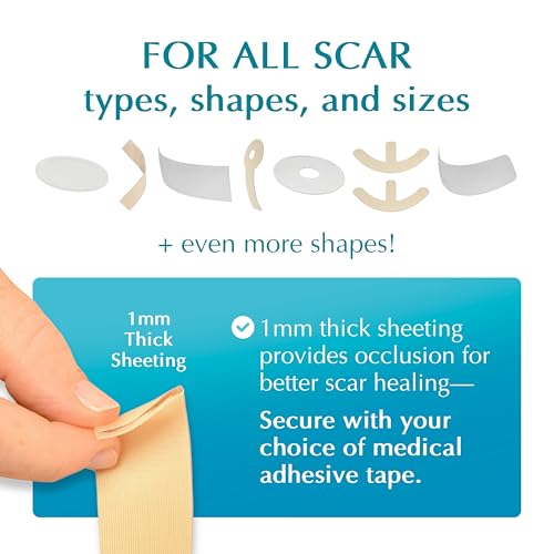 Advanced Silicone Scar Treatment Sheets for OLD, NEW Scars, Surgery, Keloids, C-Section, Burns, by NewGel Plus by MyNew Gel, 1" x 6" Sheet (2 Count) - CLEAR